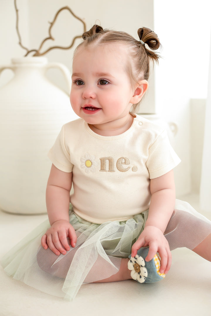 Daisy one Birthday Signature Bodysuit - embroidered