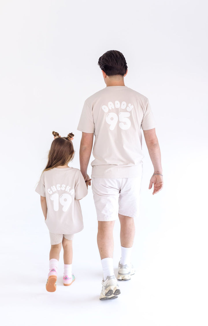 Name & Year Child Matching Tshirt - Bubble Print