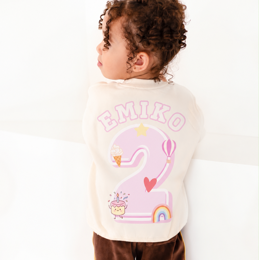 Fun Blue or Pink Birthday Sweatshirt - Print