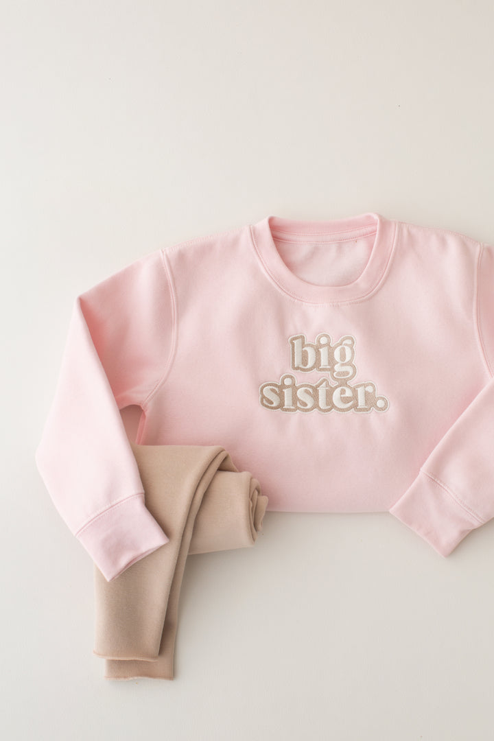 Pastel Pink Sibling Classic Sweatshirt - Bubble Embroidery