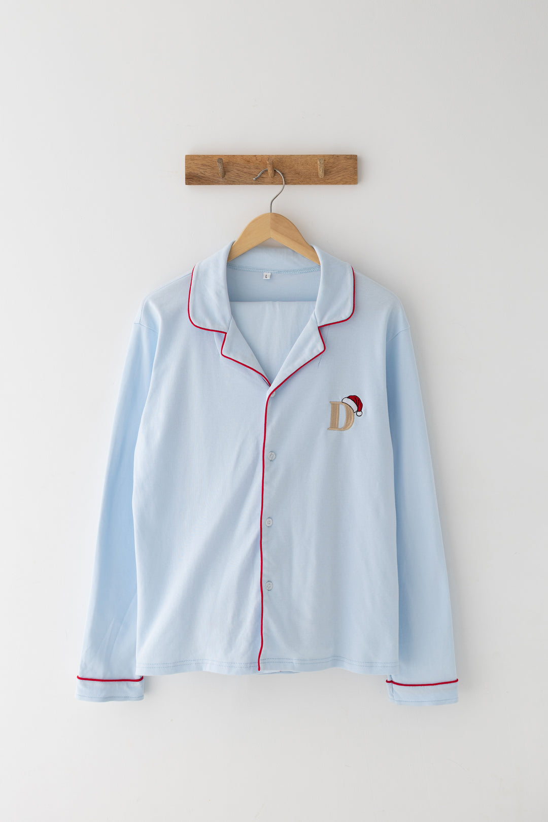 Sleigh Blue Women's matching PJ set - Initial Santas Hat embroidery