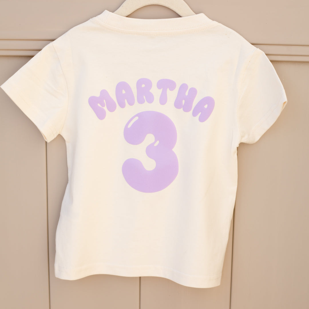New Birthday Name Tshirt - Bubble Print