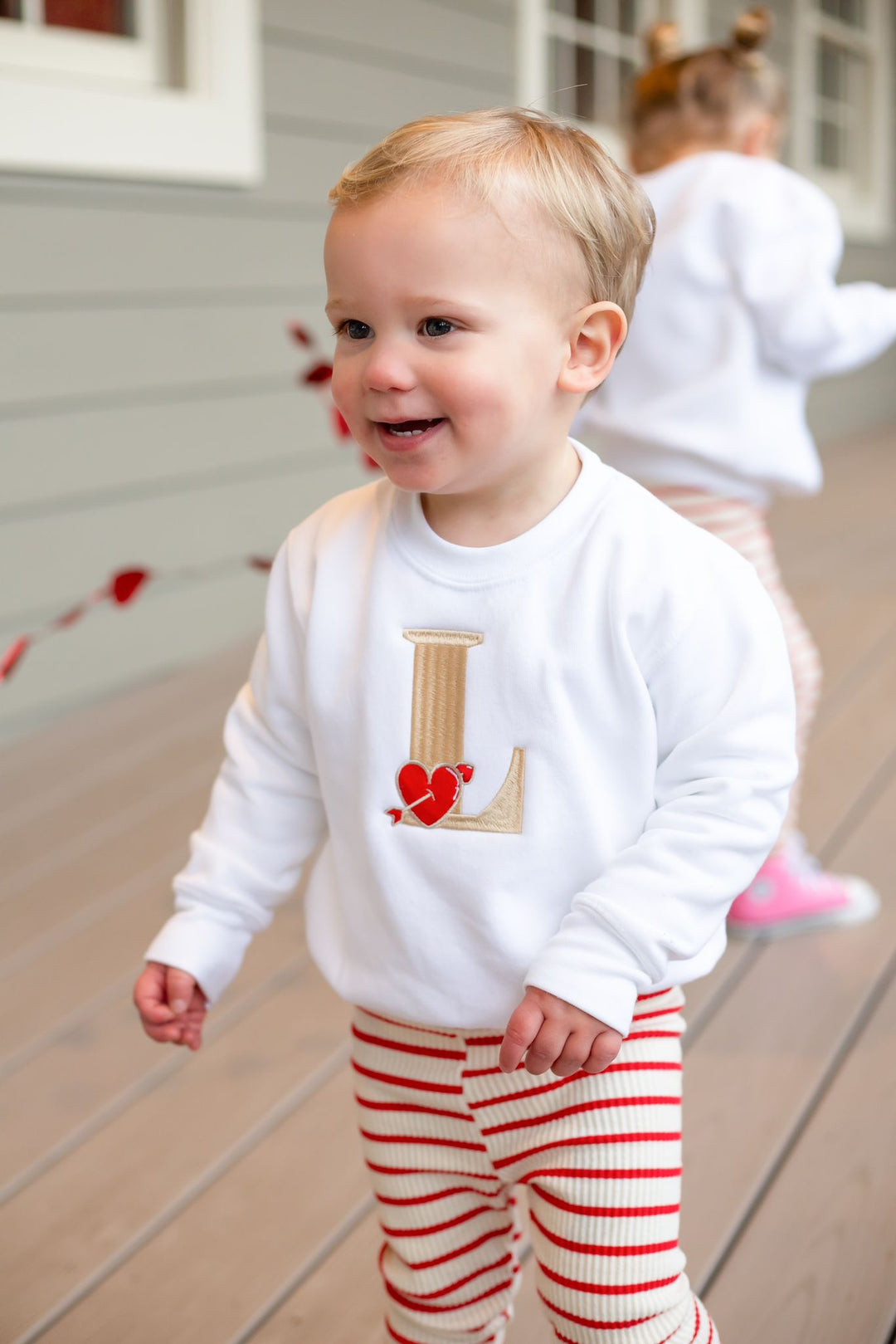 Large Initial Heart Sweatshirt - Embroidered