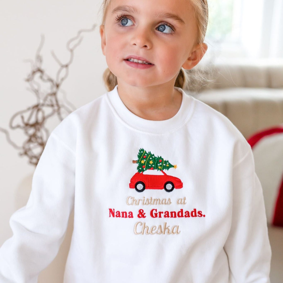 Christmas Car at Personalised Sweatshirt- Embroidered