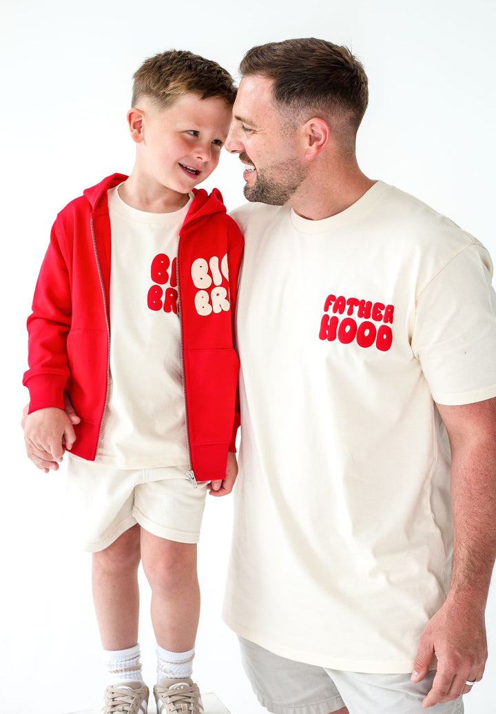 Matching Vanilla Adult Hood Tshirt - Bubble Print