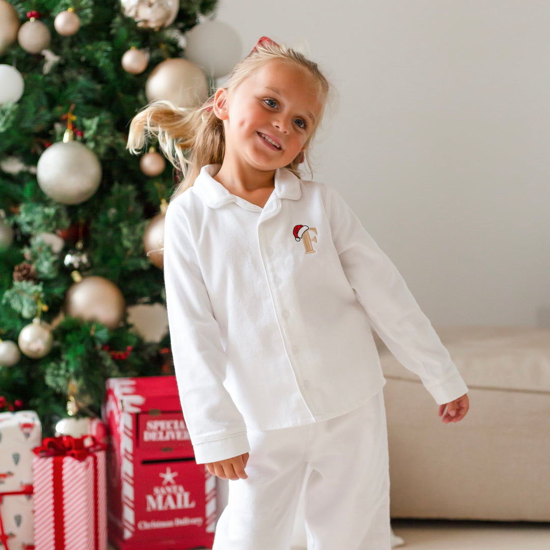 Santas Initial Button up Set - Embroidered