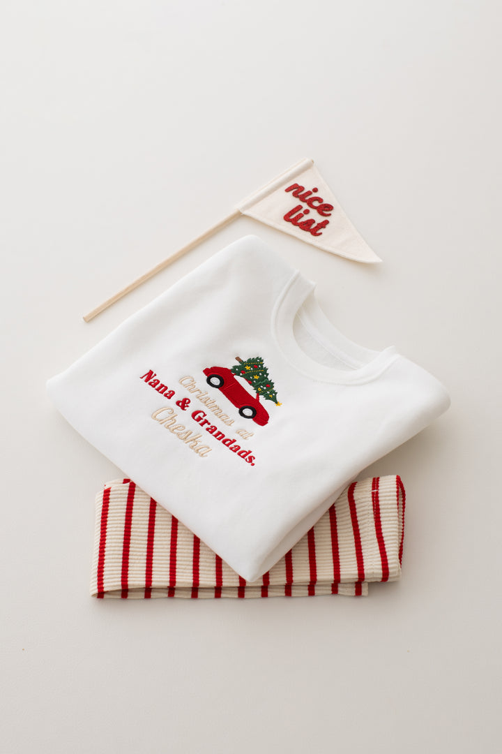 Christmas Car at Personalised Sweatshirt- Embroidered