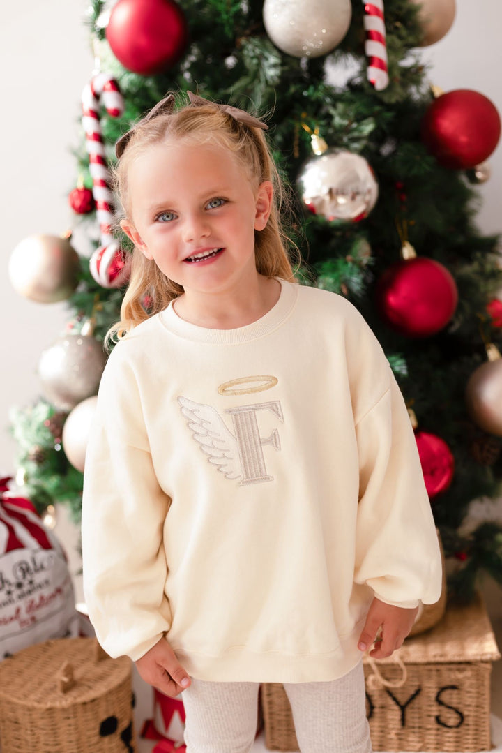 Snow Angel inspired initial Sweatshirt - Embroidery