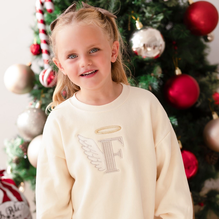 Snow Angel inspired initial Sweatshirt - Embroidery