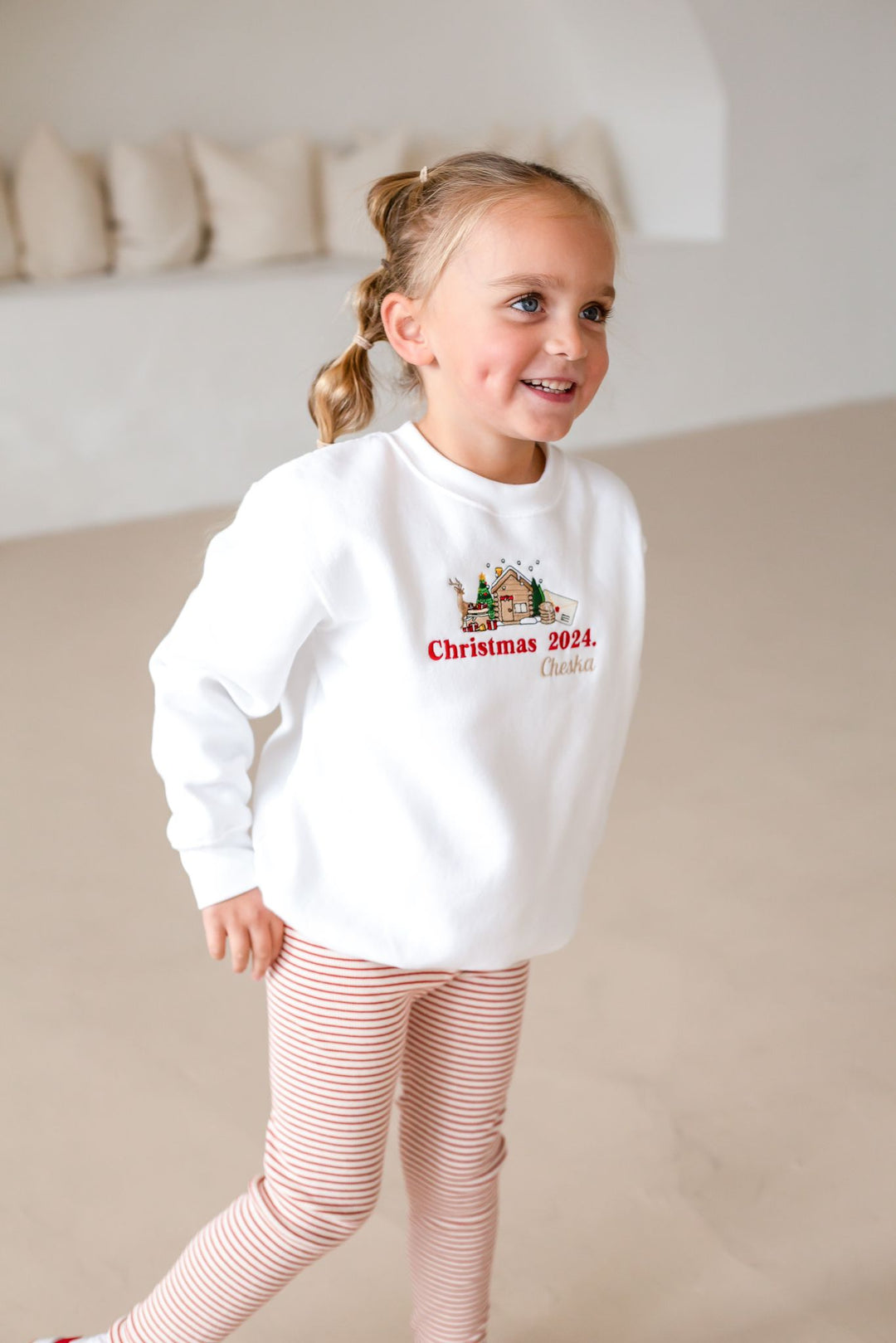 Christmas 2026 White Sweatshirt - Embroidered