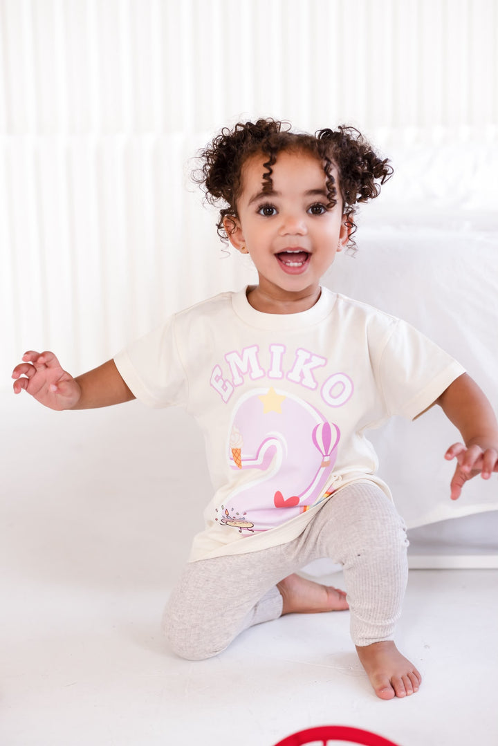 Fun Birthday Tshirt Pink & Blue - Print