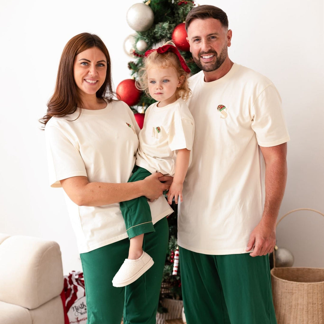 Festive Green Men's matching Elf set - (embroidery)