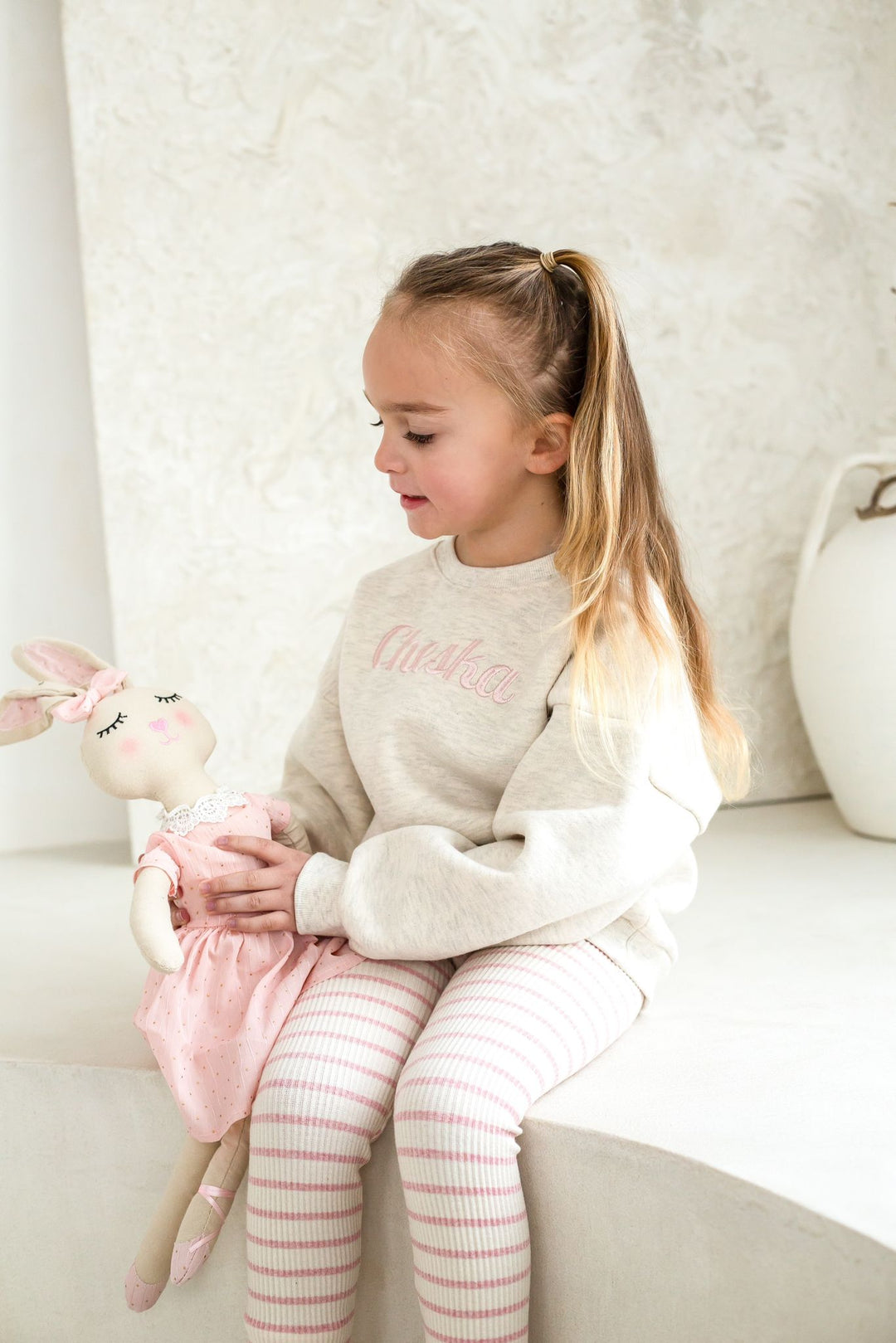 Oatmilk Oversized Sweatshirt - Italic Embroidery