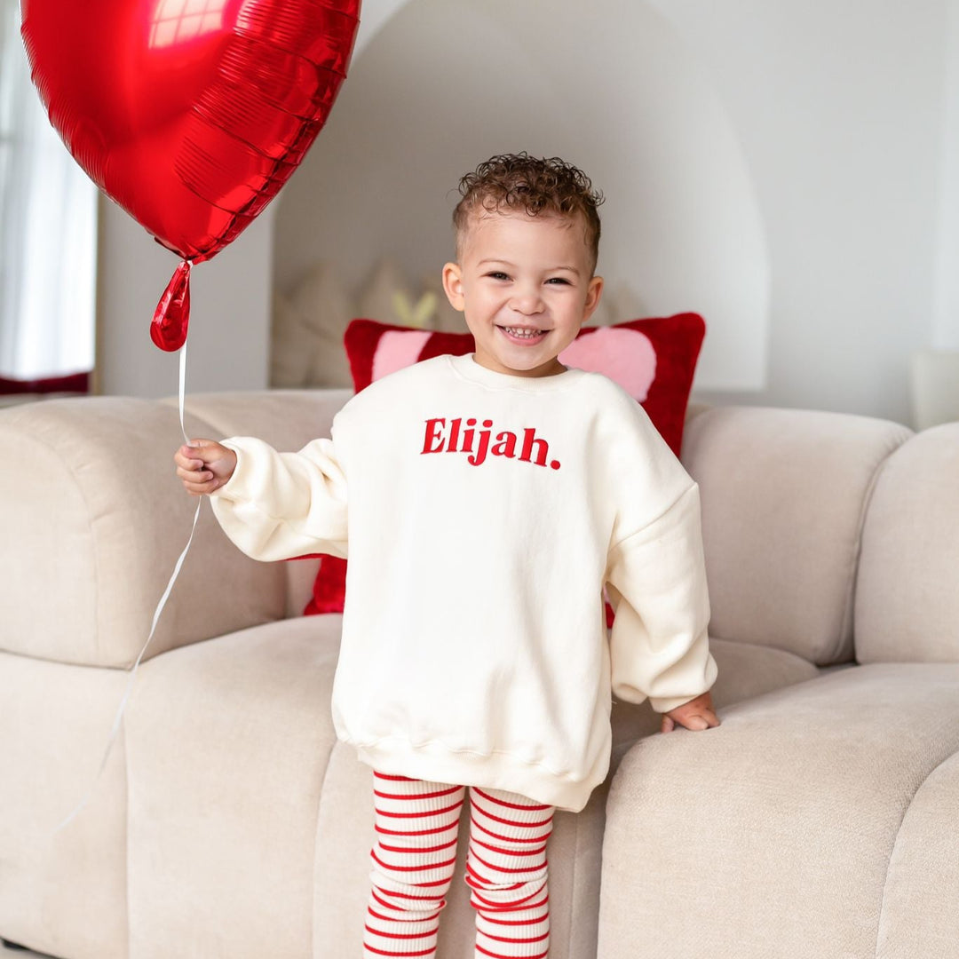 Fleece Vanilla Heart Sweatshirt - Embroidered (name)