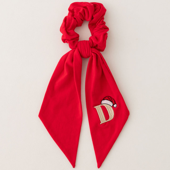 Large Red Bobble Bow Santa's Hat Initial - Embroidered