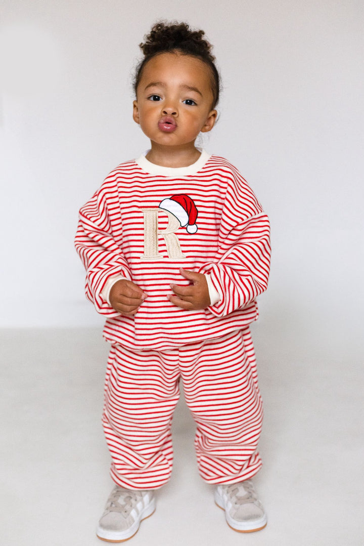 Oversized Santas Hat Stripe Fleece Tracksuit - Embroidered