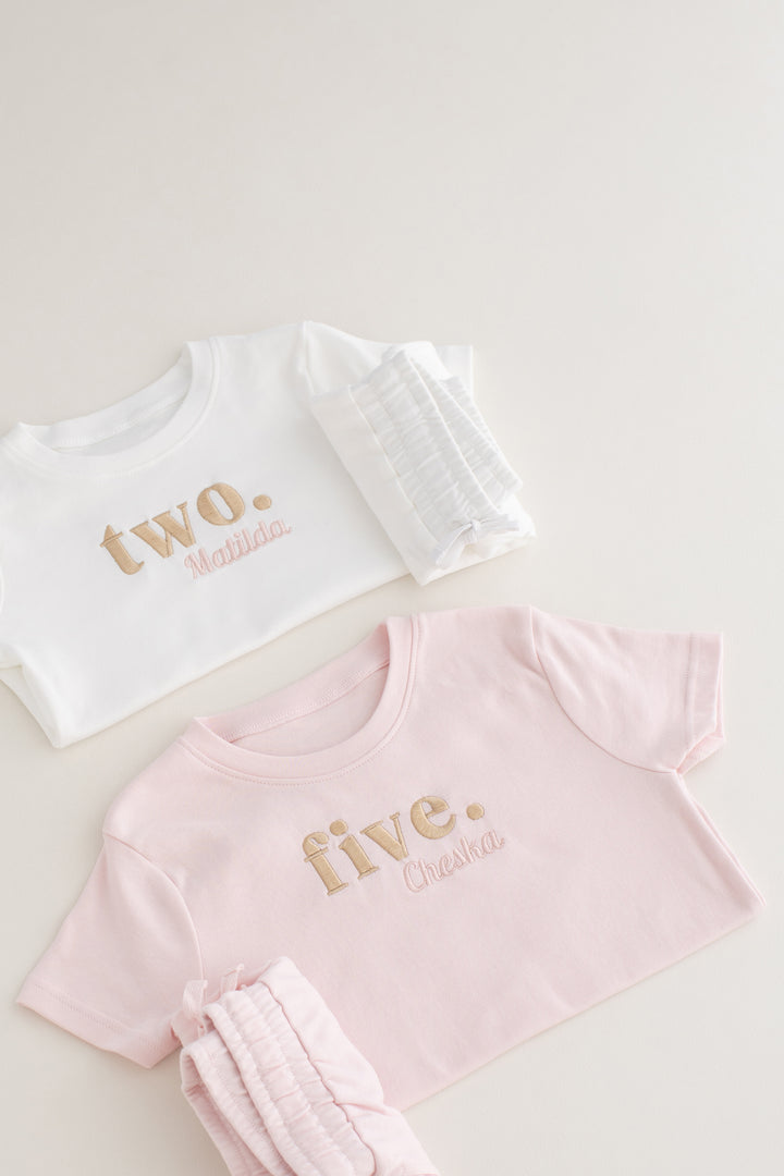 Birthday Short set - Embroidered
