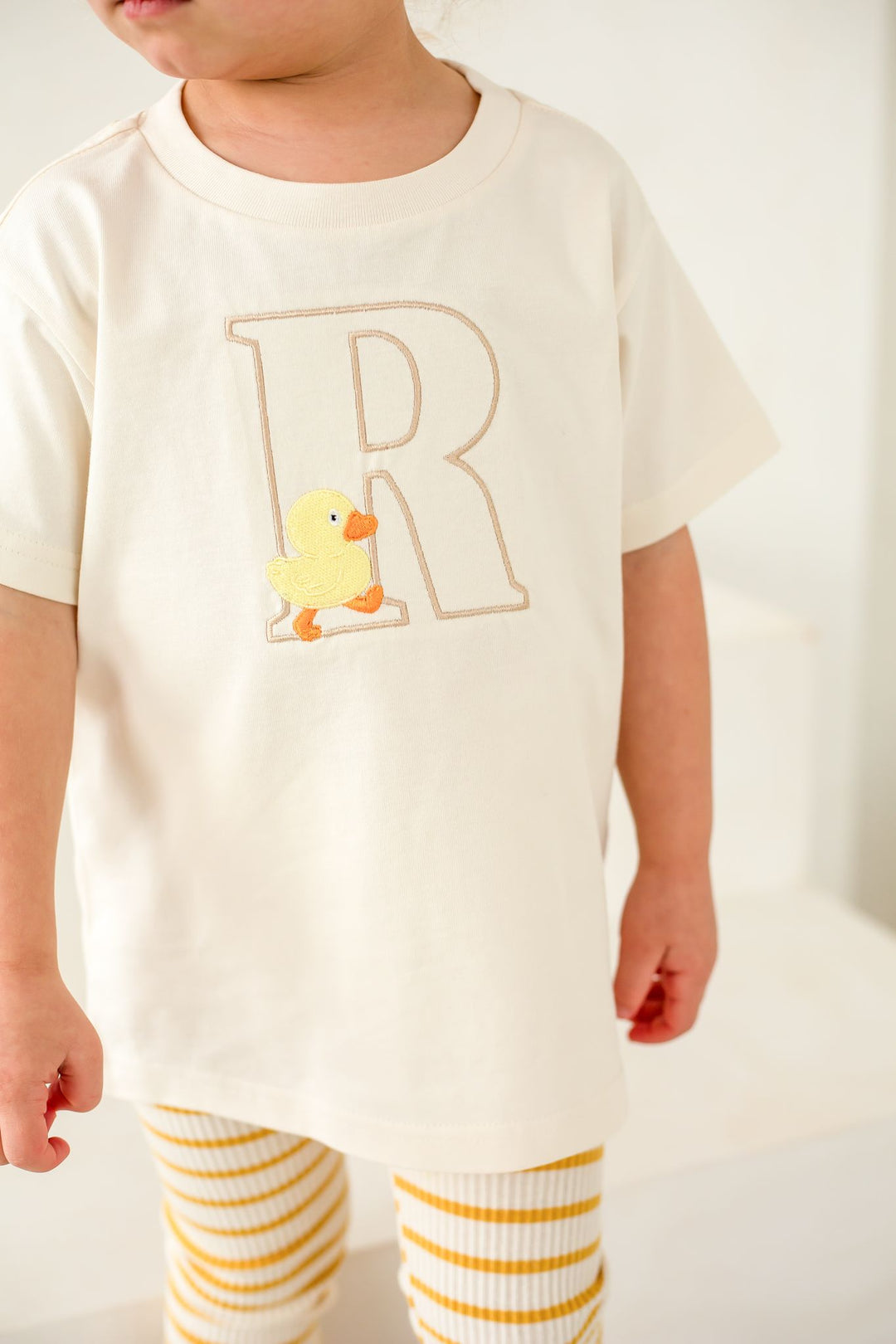 Initial Childrens Duck Love Tshirt - Embroidered