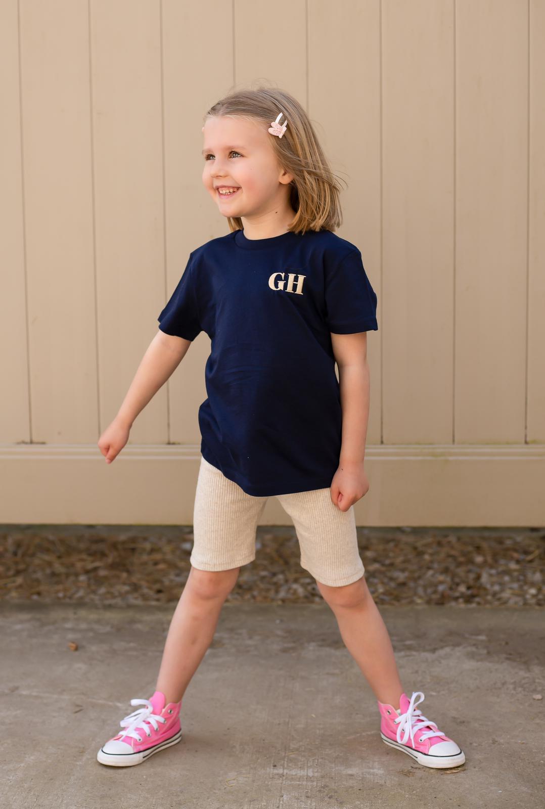 Child initial T-shirt - embroidered
