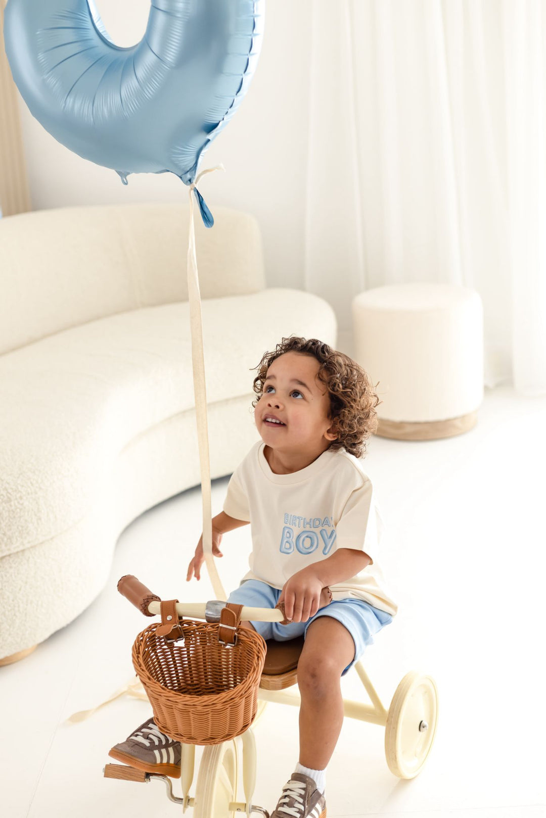 Balloon Birthday Tshirt Blue & Pink - Print