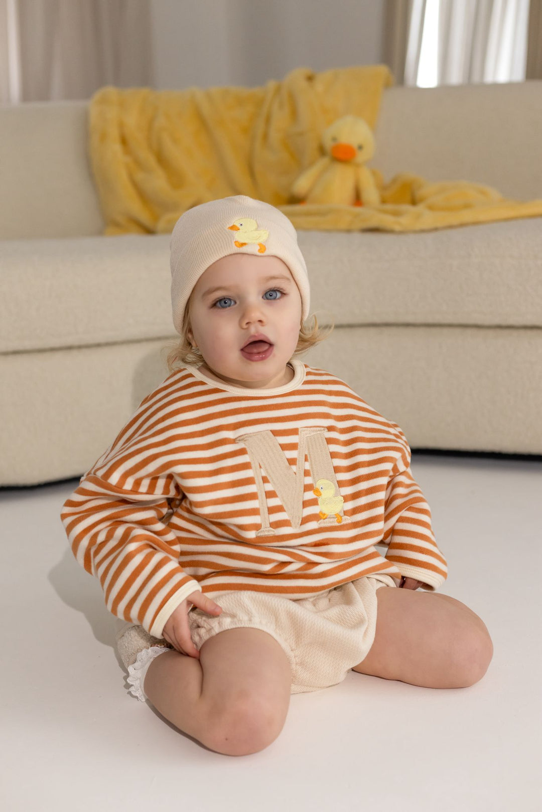 Duck Stripe Fleece Oversized Sweatshirt - Embroidered