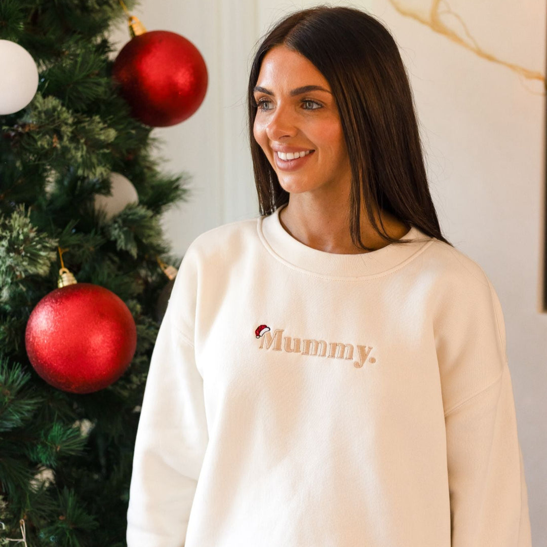Matching Santa's Hat Family Adult Sweatshirt - Embroidered