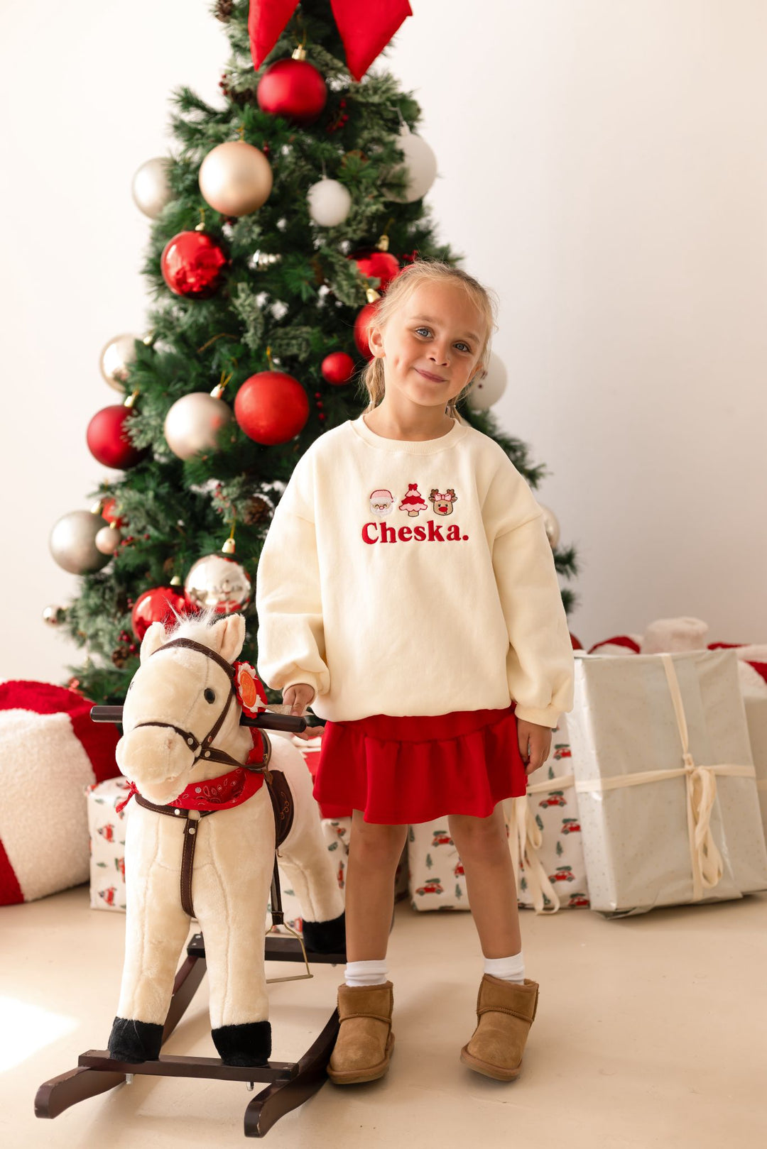 Fleece Vanilla Heart TRIO design Sweatshirt - Embroidered