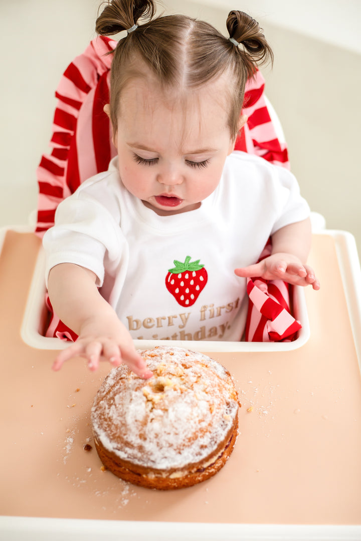 Berry First Birthday Tshirt - Embroidered Classic