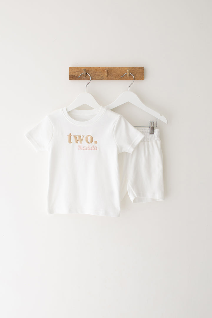 Birthday Short set - Embroidered