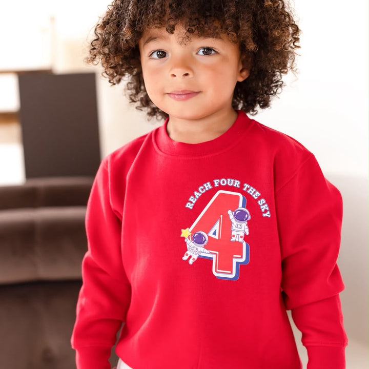 Space Birthday Red Sweatshirt - Print
