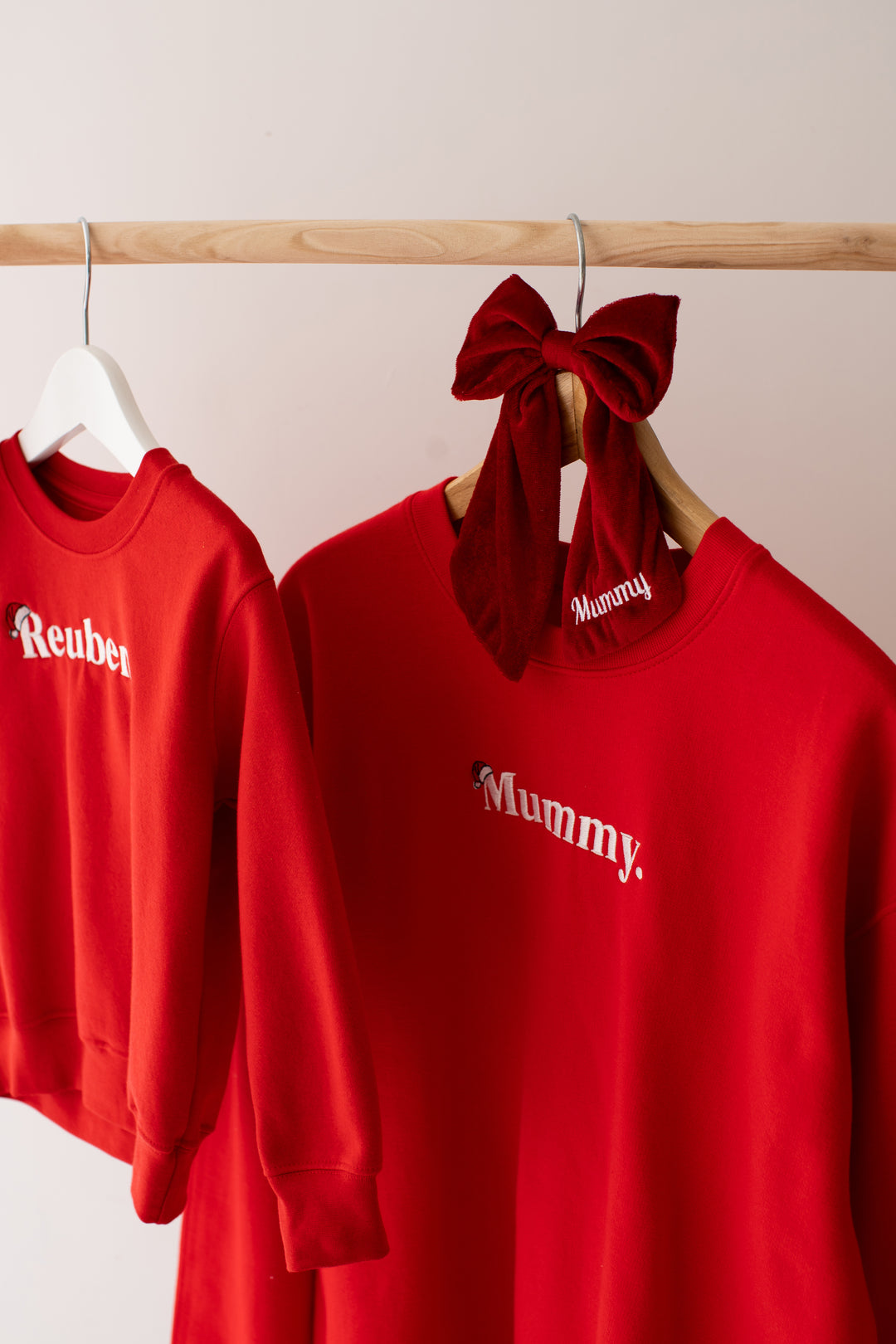 Red Name Santa Classic Sweatshirt - Embroidered