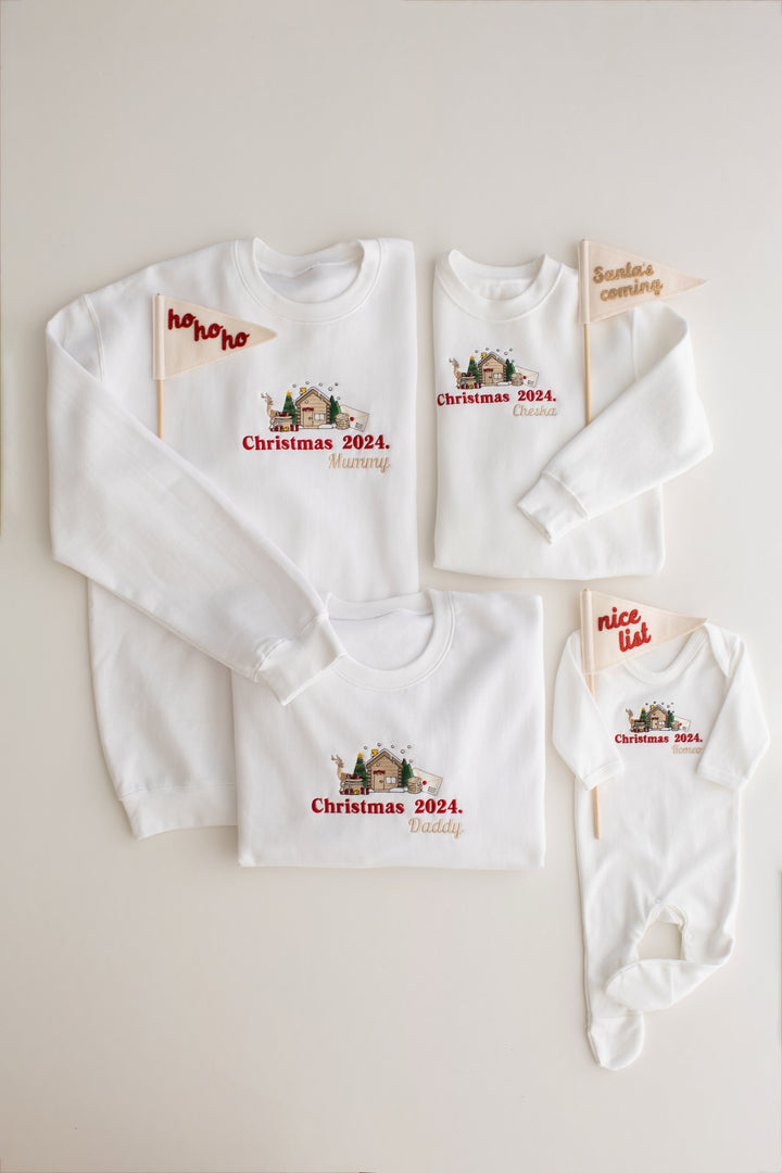Christmas 2026 White Sweatshirt - Embroidered