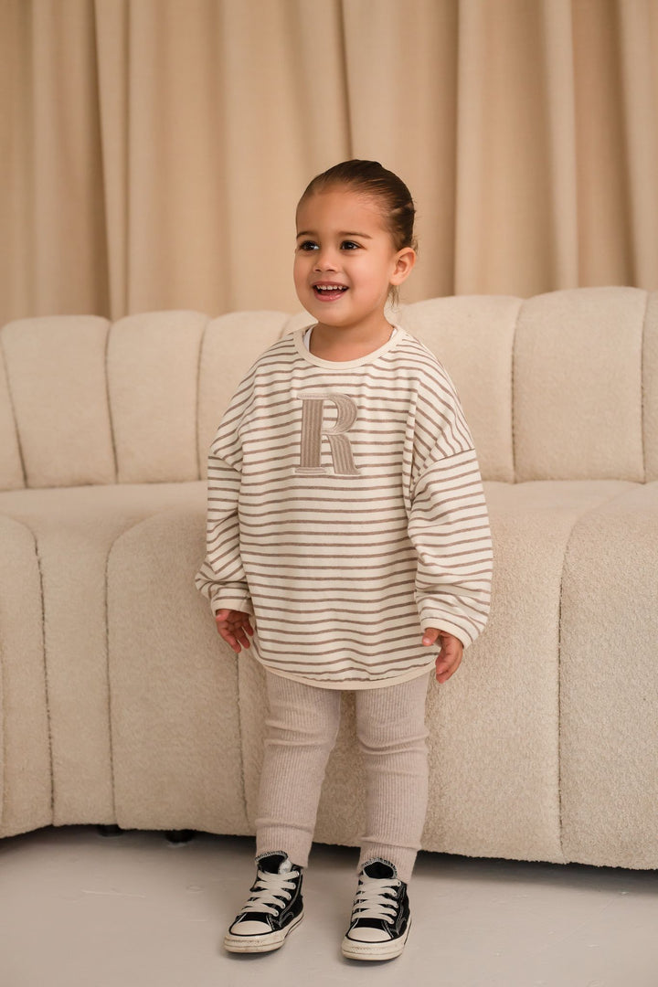 Oversized Stripe Sweatshirt - Embroidered