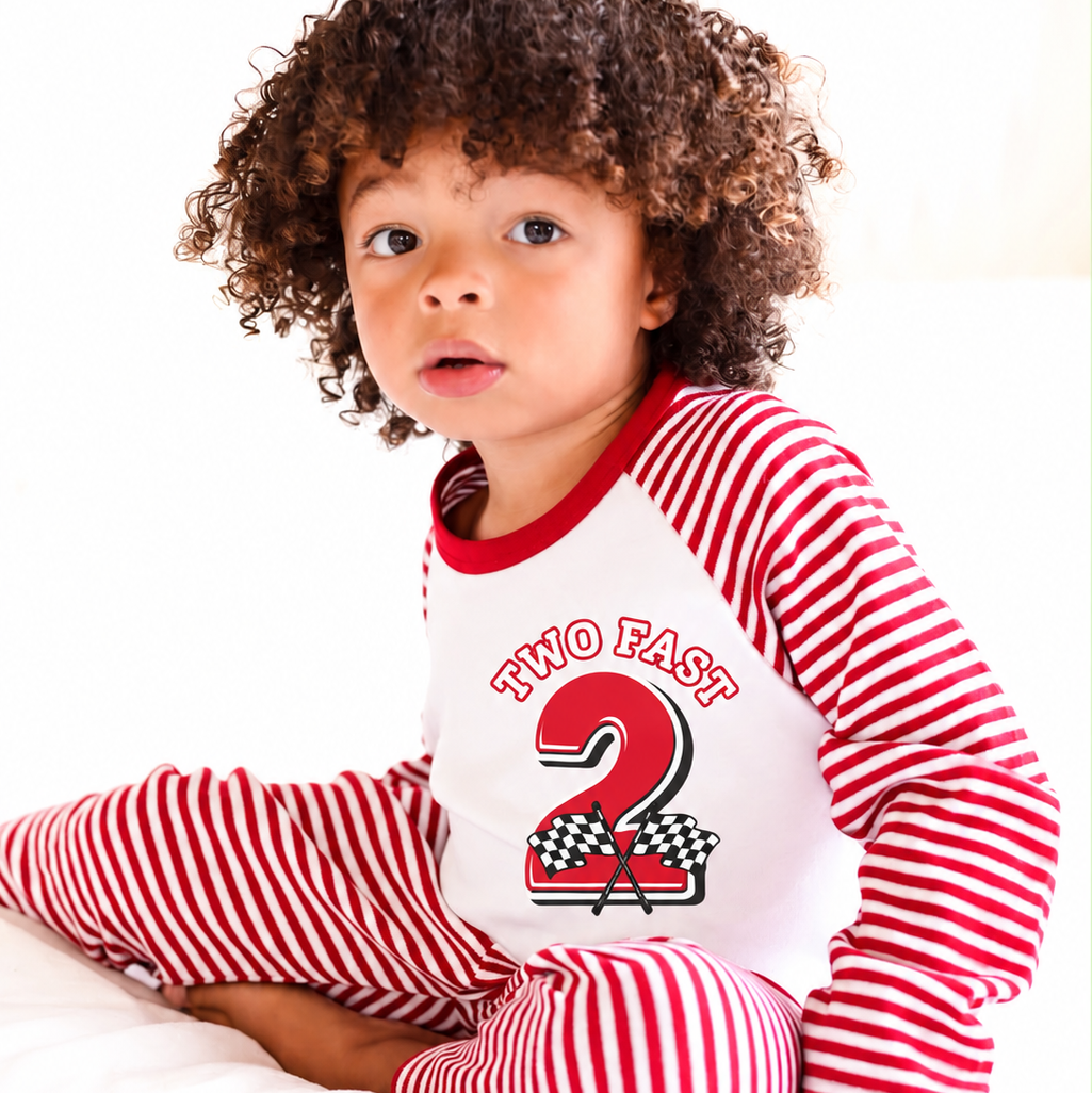 Car Theme Birthday Stripe Pyjama Set - Print
