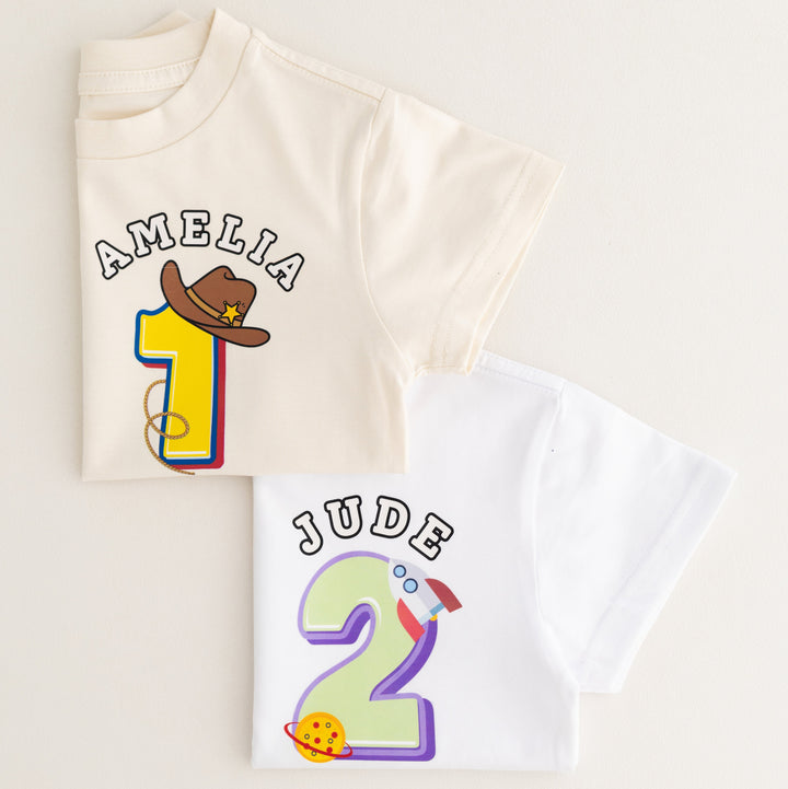 Cowboy or Space Inspired Birthday Tshirt - Print