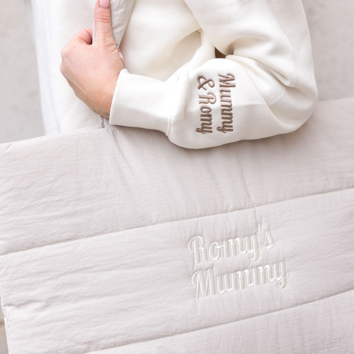 Personalised Quilted Tote Bag - Embroidered