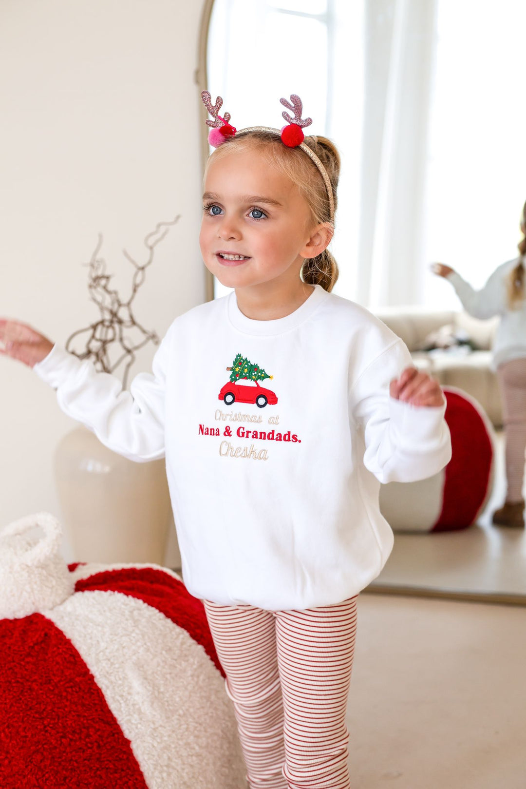 Christmas Car at Personalised Sweatshirt- Embroidered