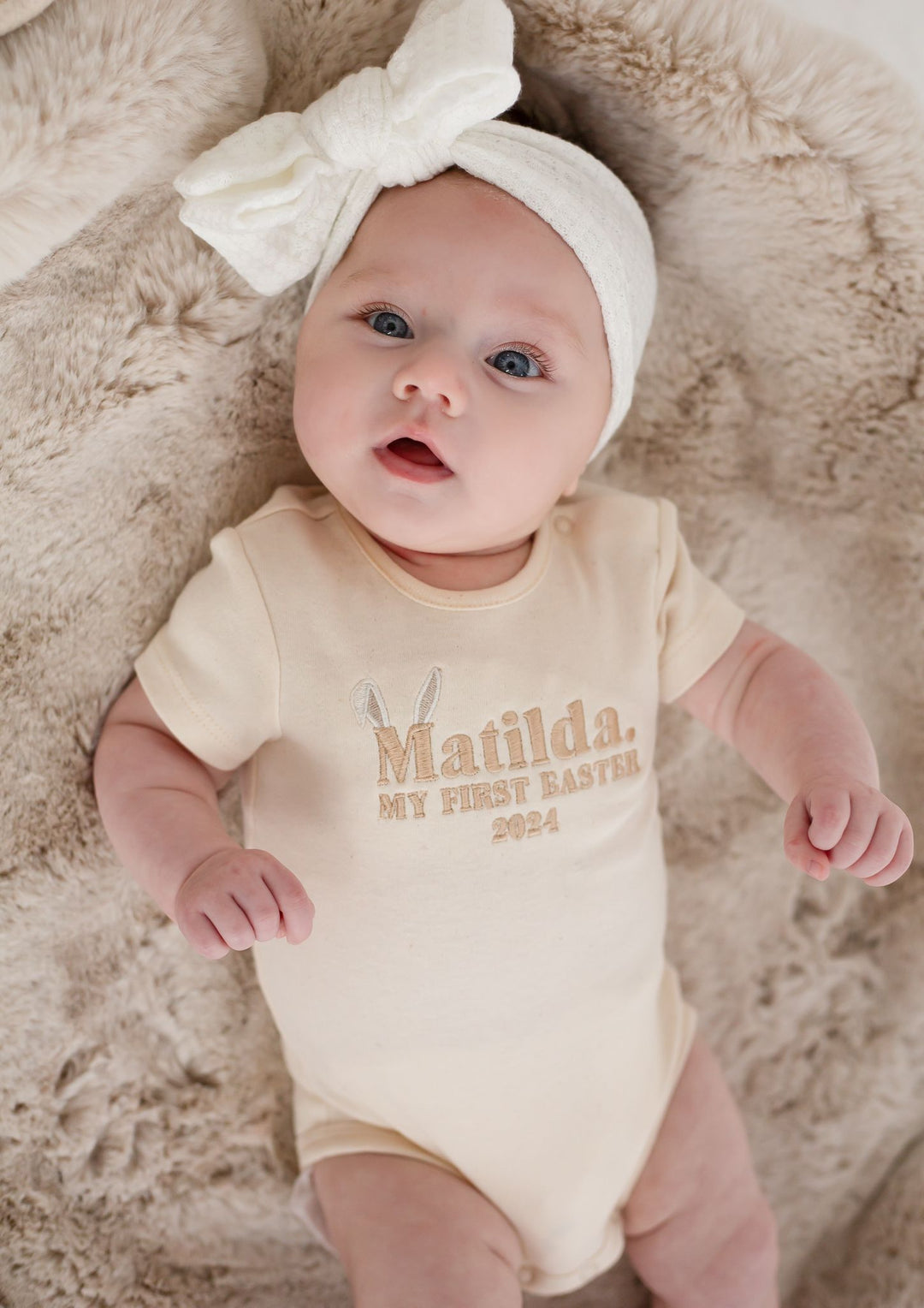 First Easter name Signature Baby Bodysuit