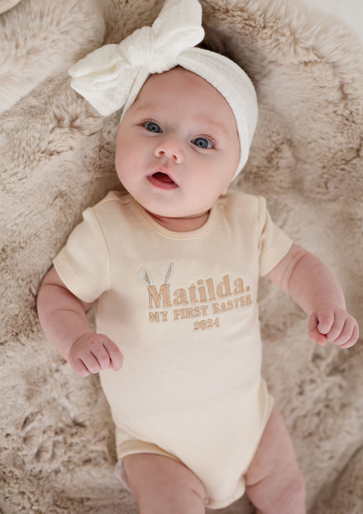 First Easter name Signature Baby Bodysuit