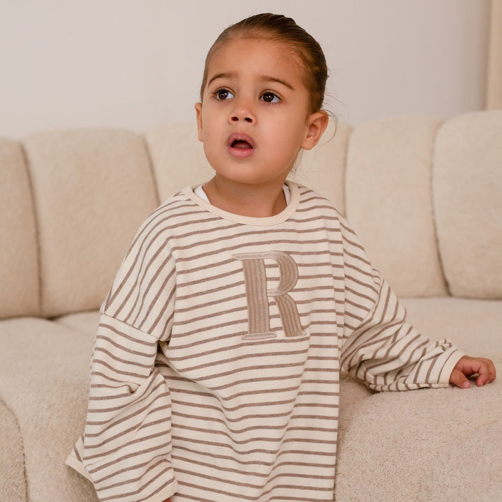Oversized Stripe Sweatshirt - Embroidered