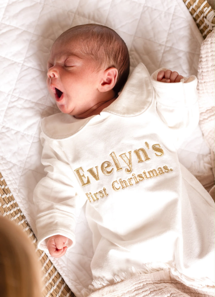 Ivory Rompersuit believes - Embroidered