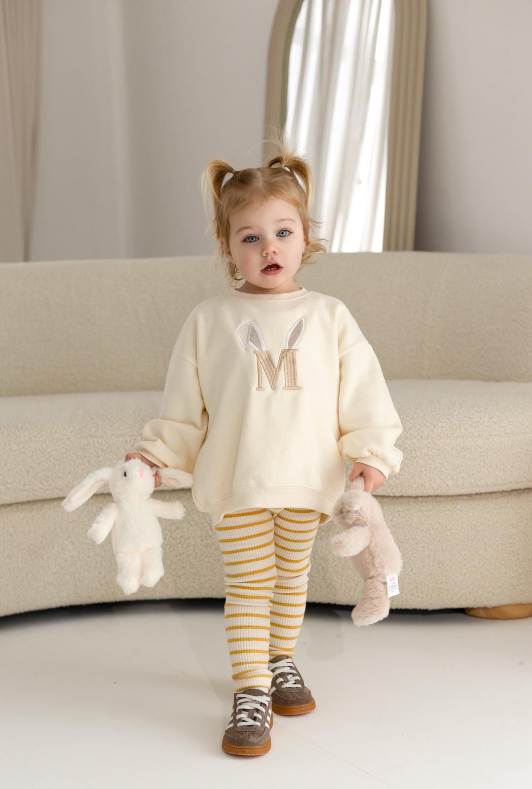 Bunny Initial Oversized Fleece Sweatshirt - Embroidery