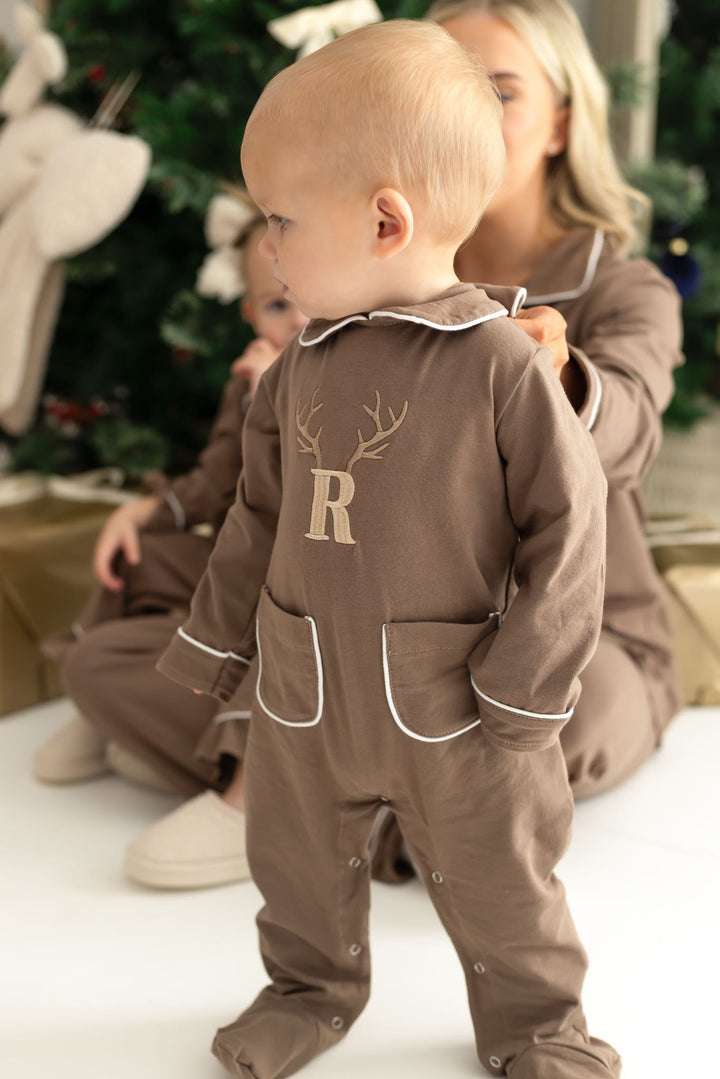 Antler Rompersuit with white trim - Embroidered