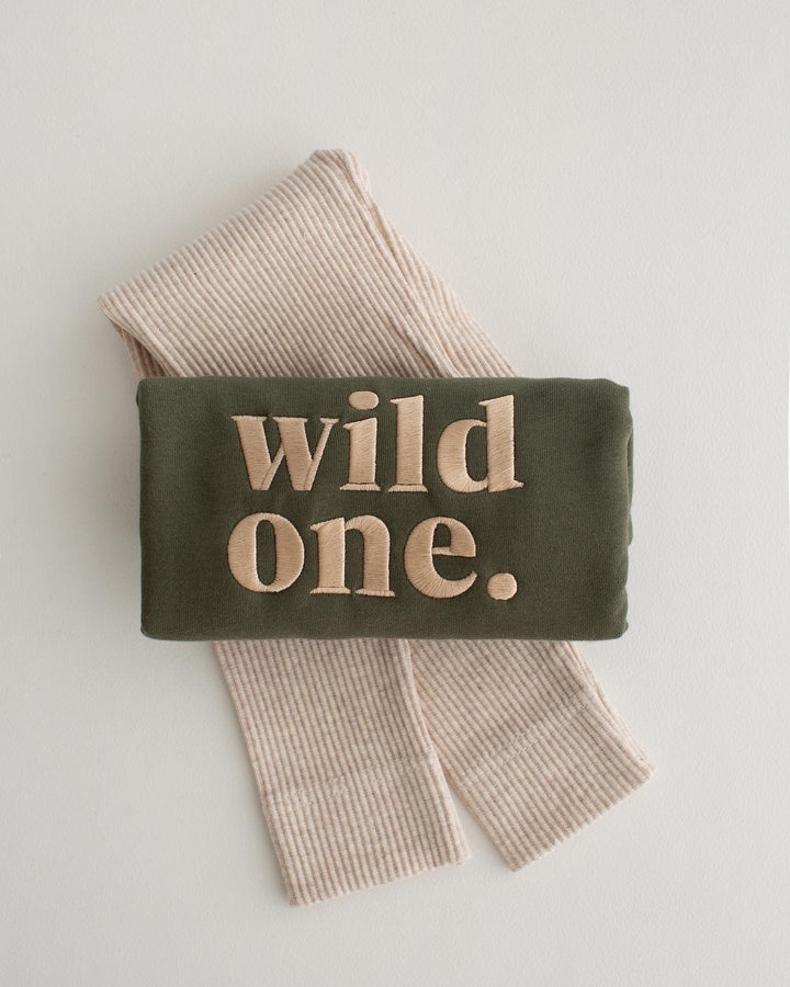 Khaki Wild One Birthday Sweatshirt - Embroidery