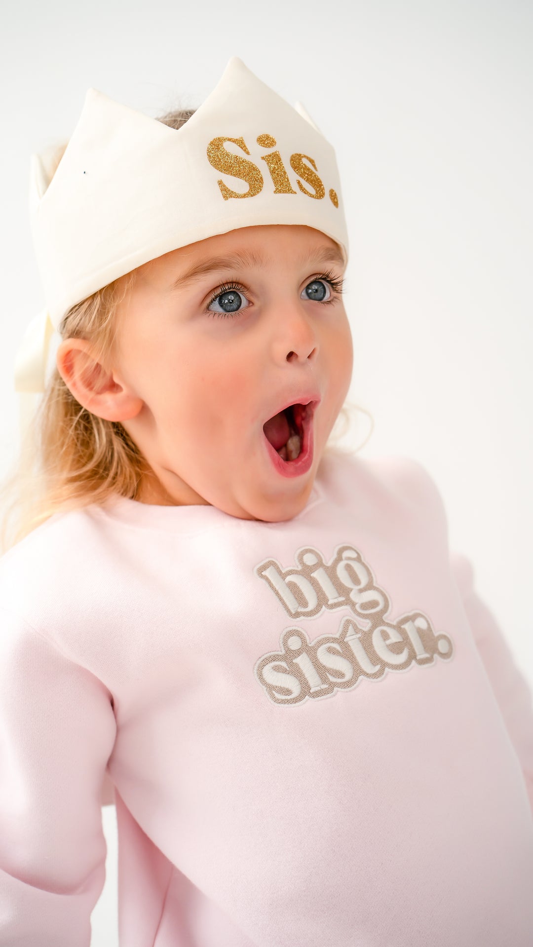 Pastel Pink Sibling Classic Sweatshirt - Bubble Embroidery