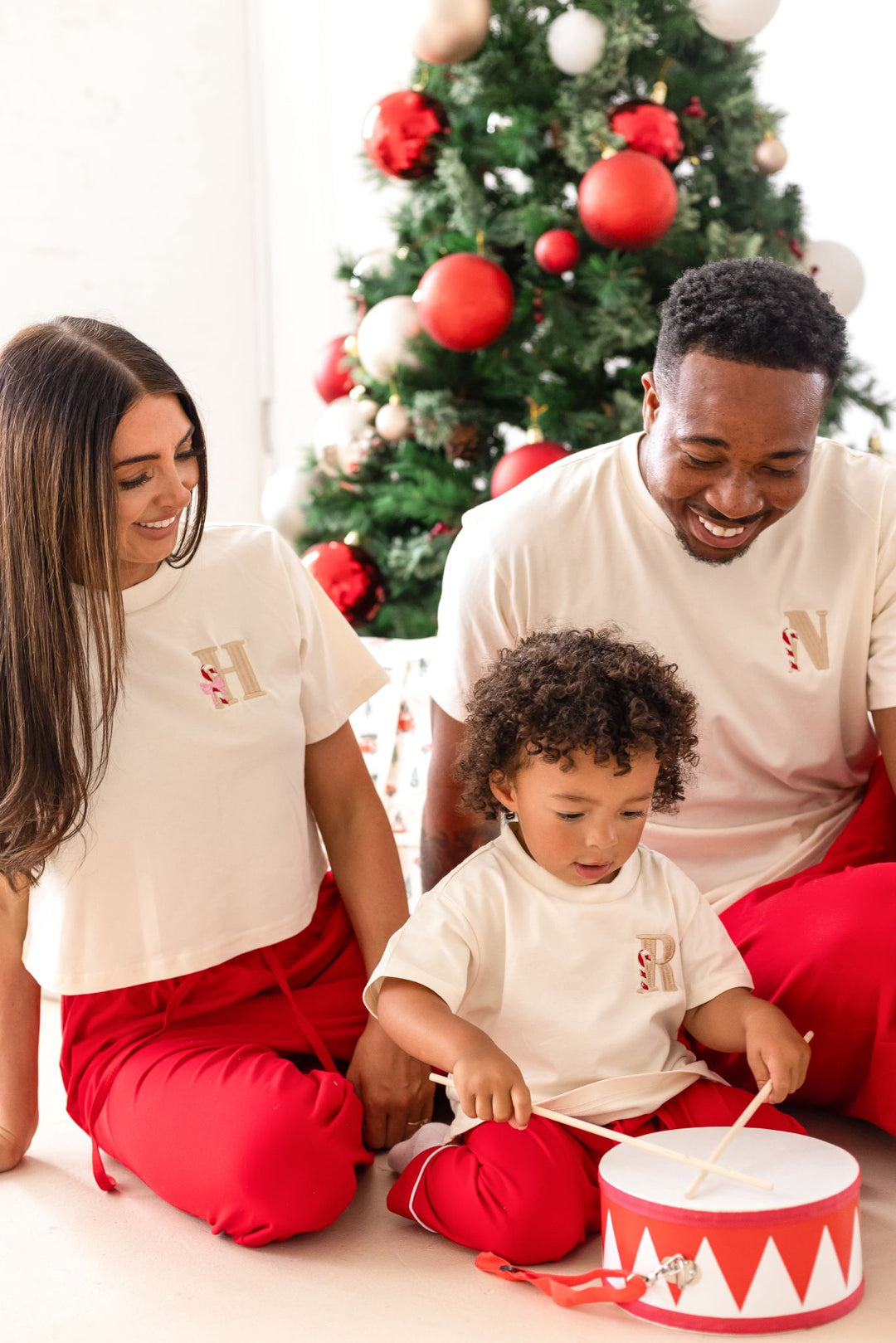 Child Santa's Hat Two Piece Bodysuit/Tshirt Set - Embroidered