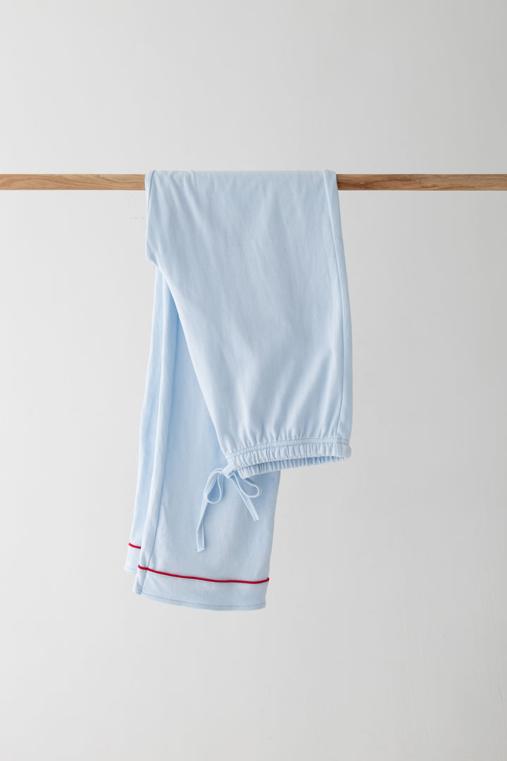 Sleigh Blue Women's matching PJ set - Initial Santas Hat embroidery