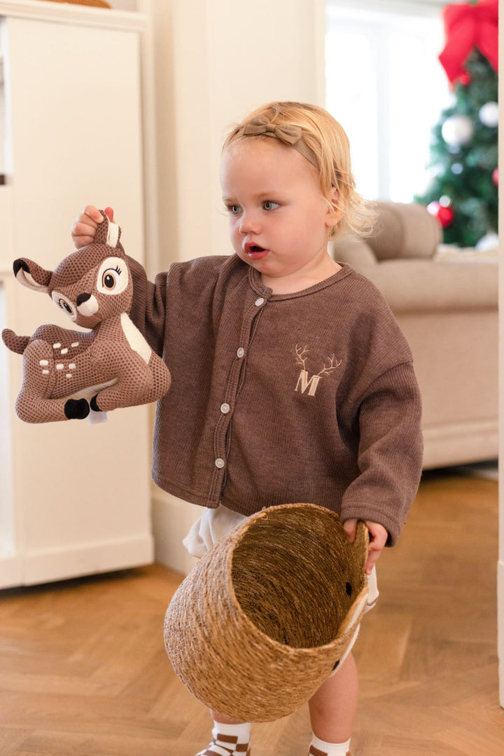 Brown Antler Soft Cardigan - Embroidered