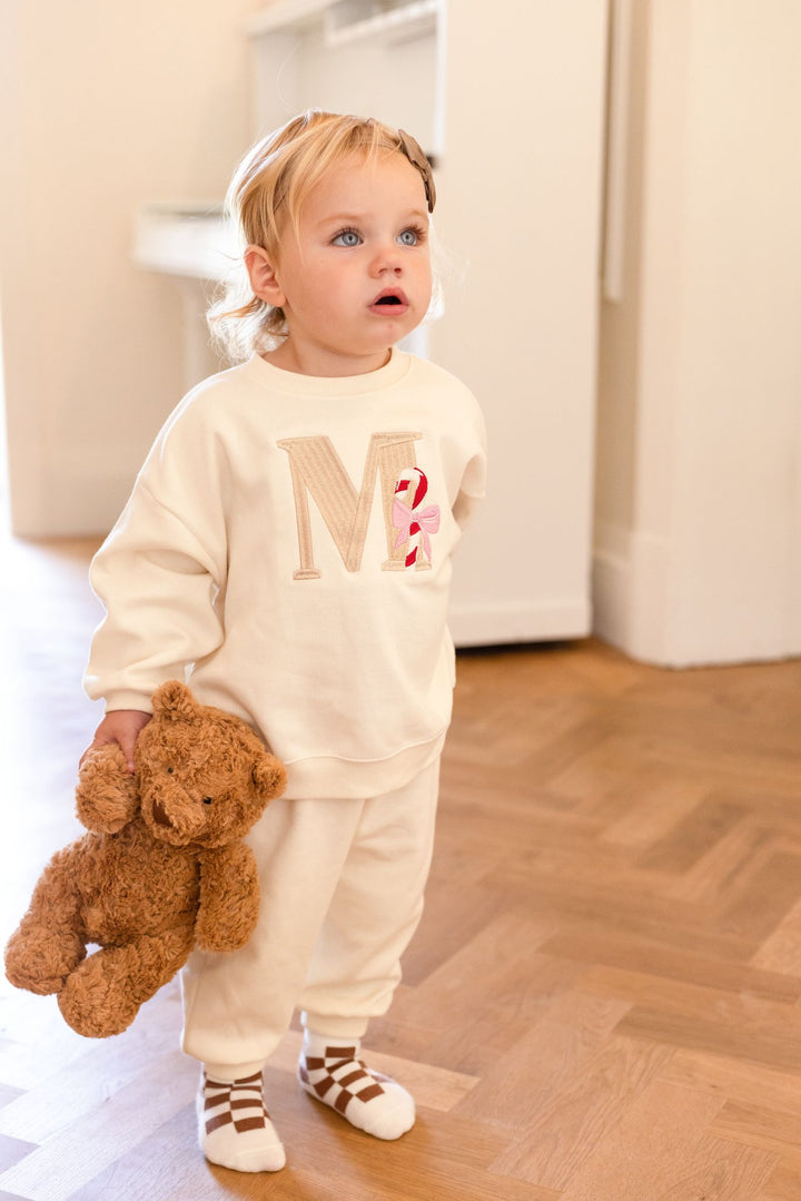 Candy Cane Initial Personalised Tracksuit - Embroidered