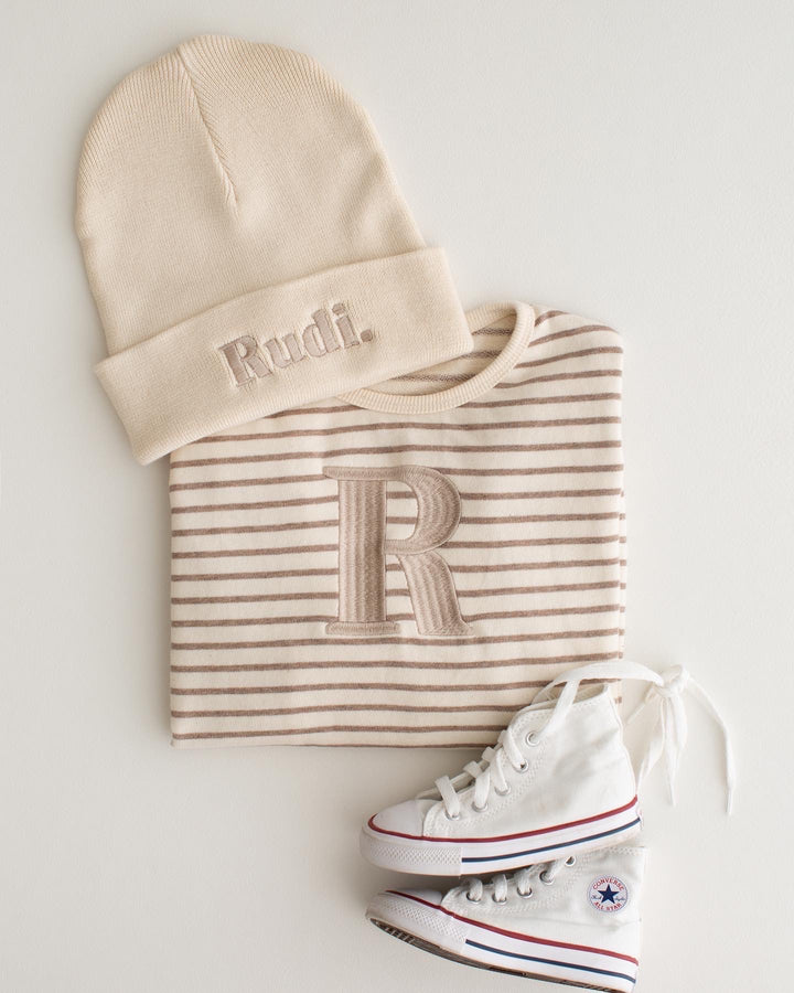 Oversized Stripe Sweatshirt - Embroidered